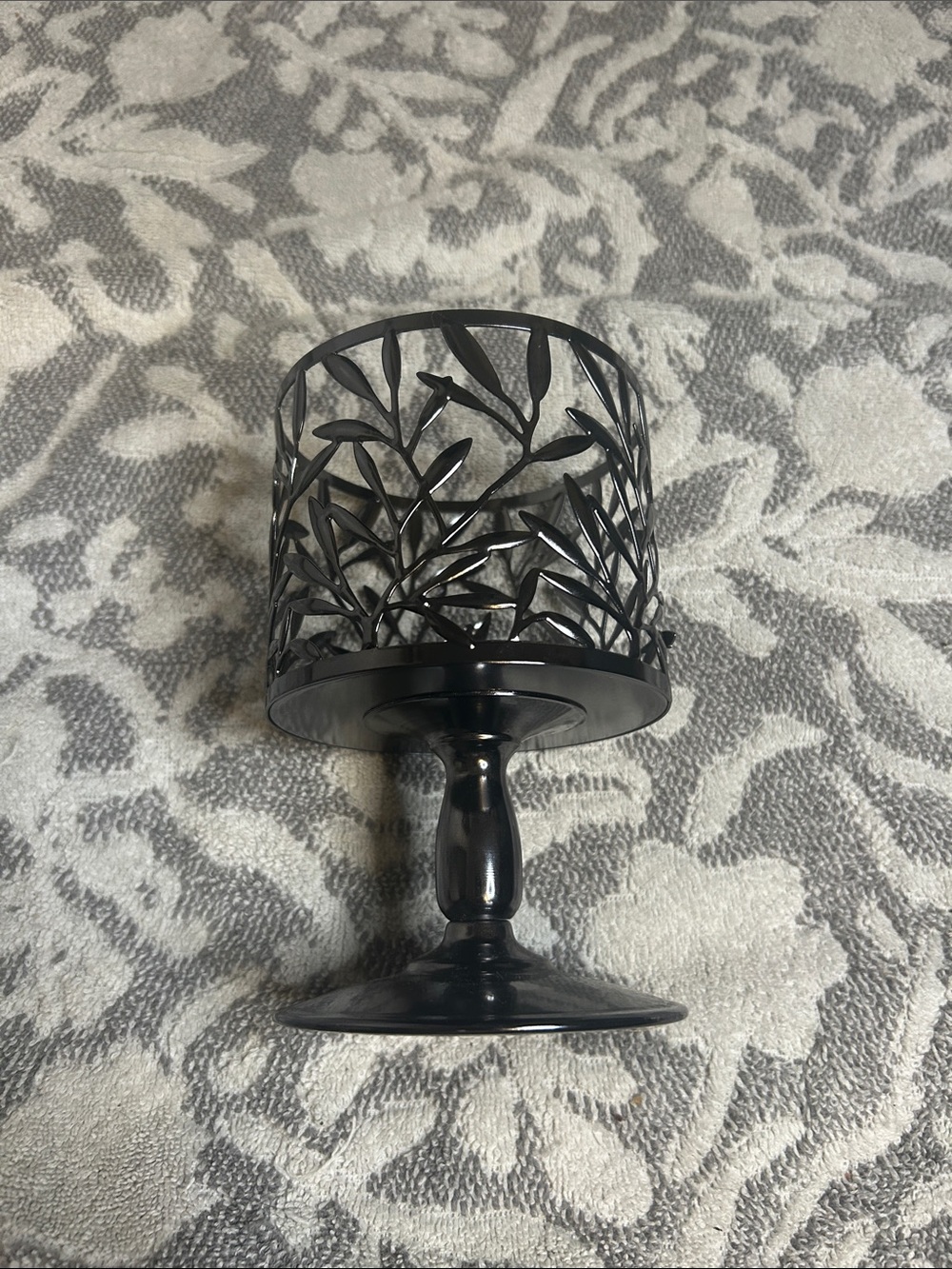 Bath & Body Works Black Leaf Cutout Pedestal Candle Holder - Picture 1 of 7